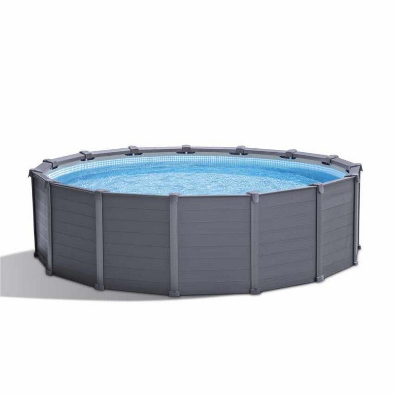 Каркасный бассейн круглый 478х124cм Intex Graphite gray panel 26384 800_800