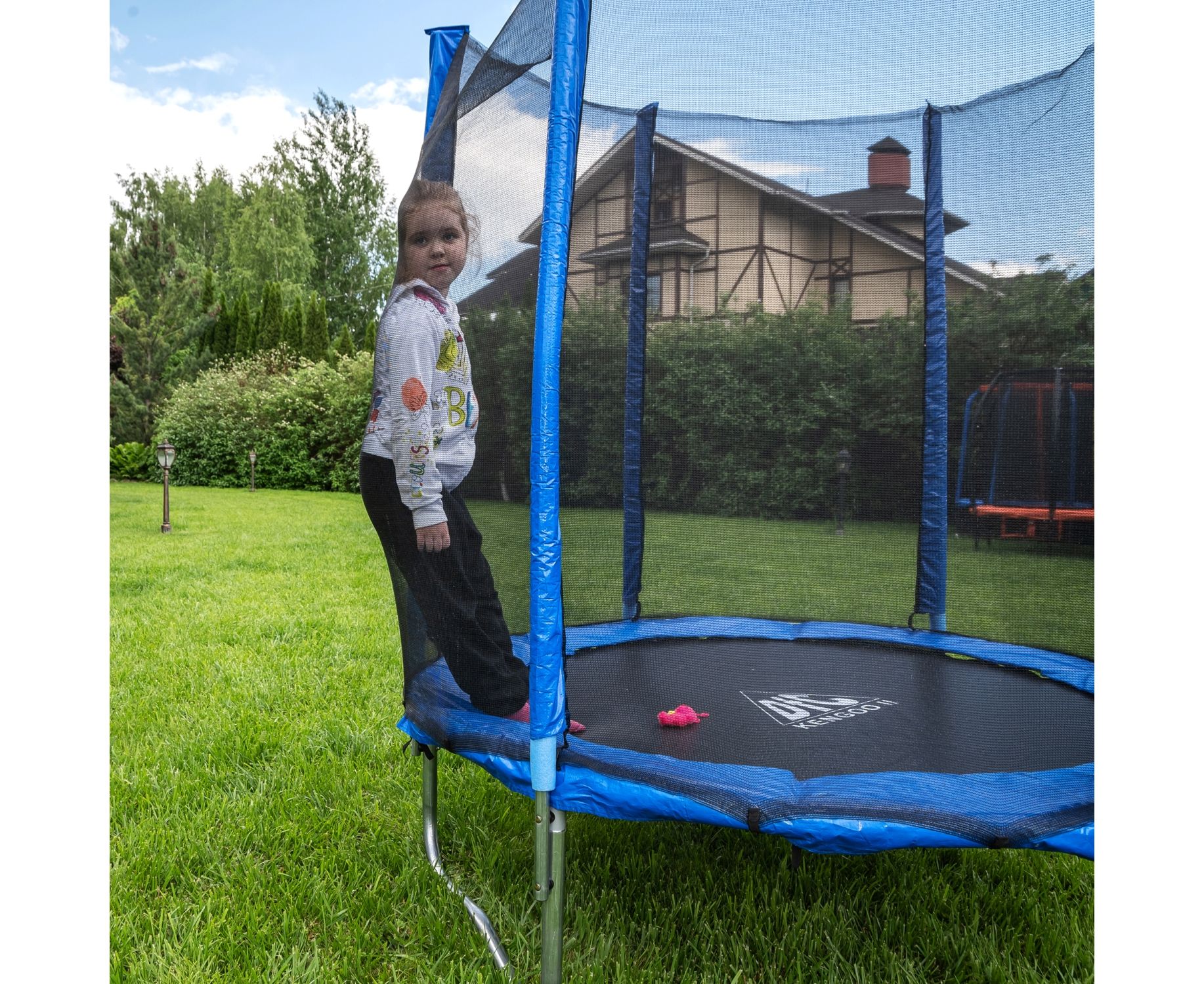 Батут DFC Trampoline Fitness 14ft наружн.сетка (427см) 14FT-TR-B синий 1834_1500